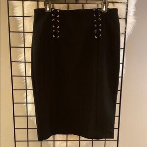 Elegant Black Lace-Up Skirt
